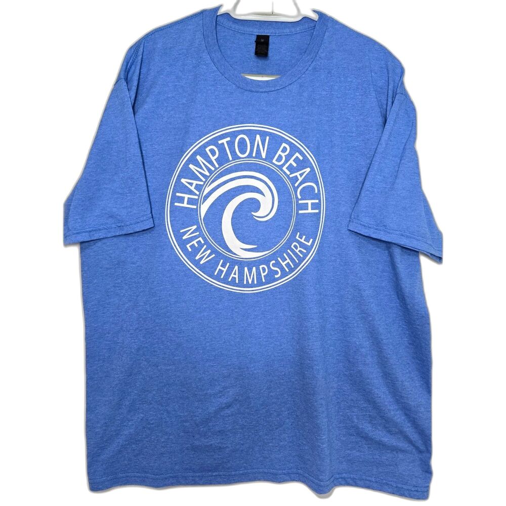 Hampton Beach NH Wave Souvenir T-Shirt | Men's Size XL | Heather Royal Blue